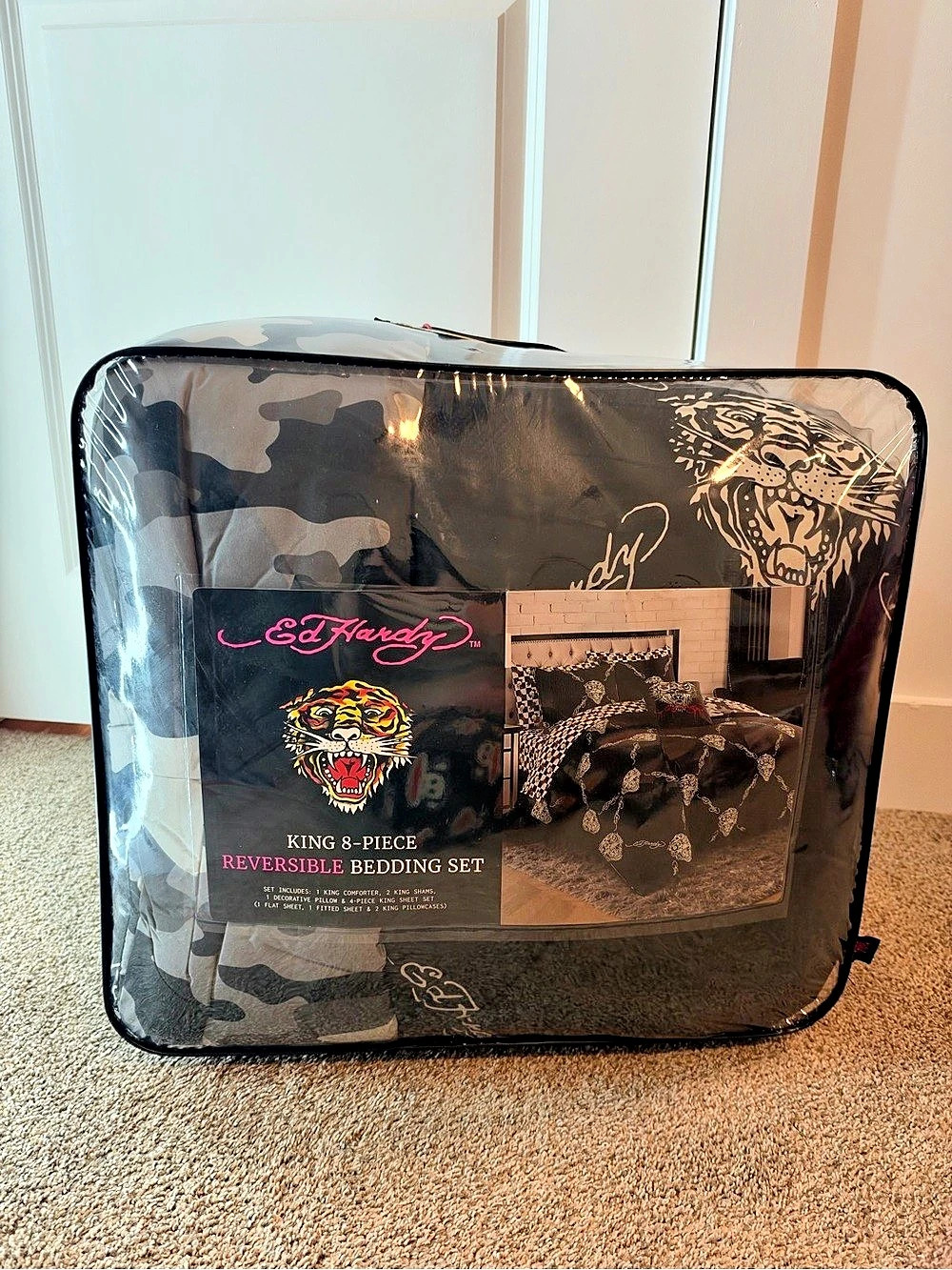 Ed Hardy King 8-Piece Reversible Bedding Set Camo Bedding Set